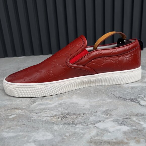 Gucci Slipon GG Monogram Embossed Red Leather 11 G or 11.5 US or 45 EUR - Picture 5 of 12